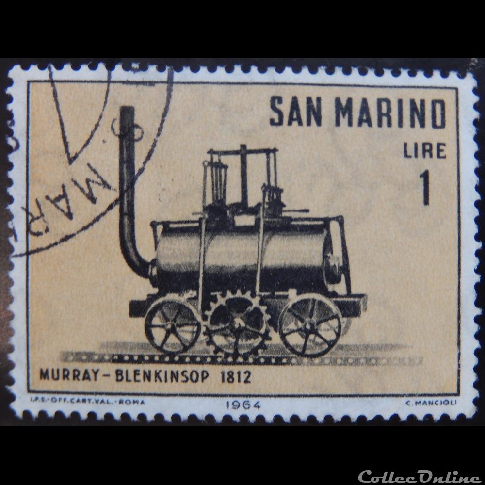 Saint-Marin 00627 locomotive à roues dentées 1L de 1964 timbre europe saint marin 00627 locomotive a roues dentees 1l de 1964
