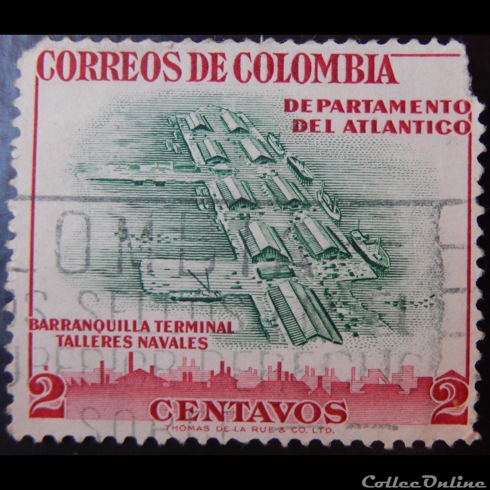 Colombie 00509 docks de Barranquilla 2c de 1956 timbre amerique colombie 00509 docks de barranquilla 2c de 1956