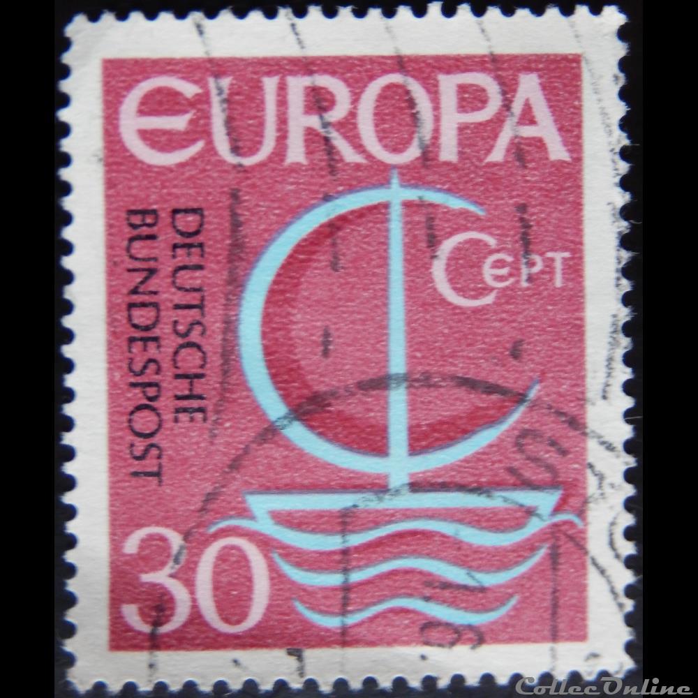 Allemagne RFA 00377 bateau 30pf de 1966 timbre europe allemagne rfa 00377 bateau 30pf de 1966