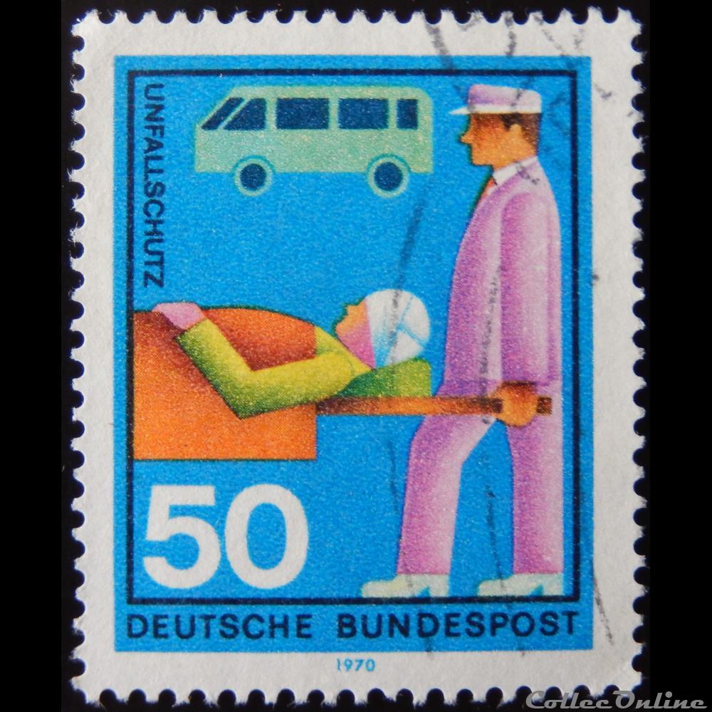 Allemagne RFA 00499 ambulancier 50pf de 1970 timbre europe allemagne rfa 00499 ambulancier 50pf de 1970
