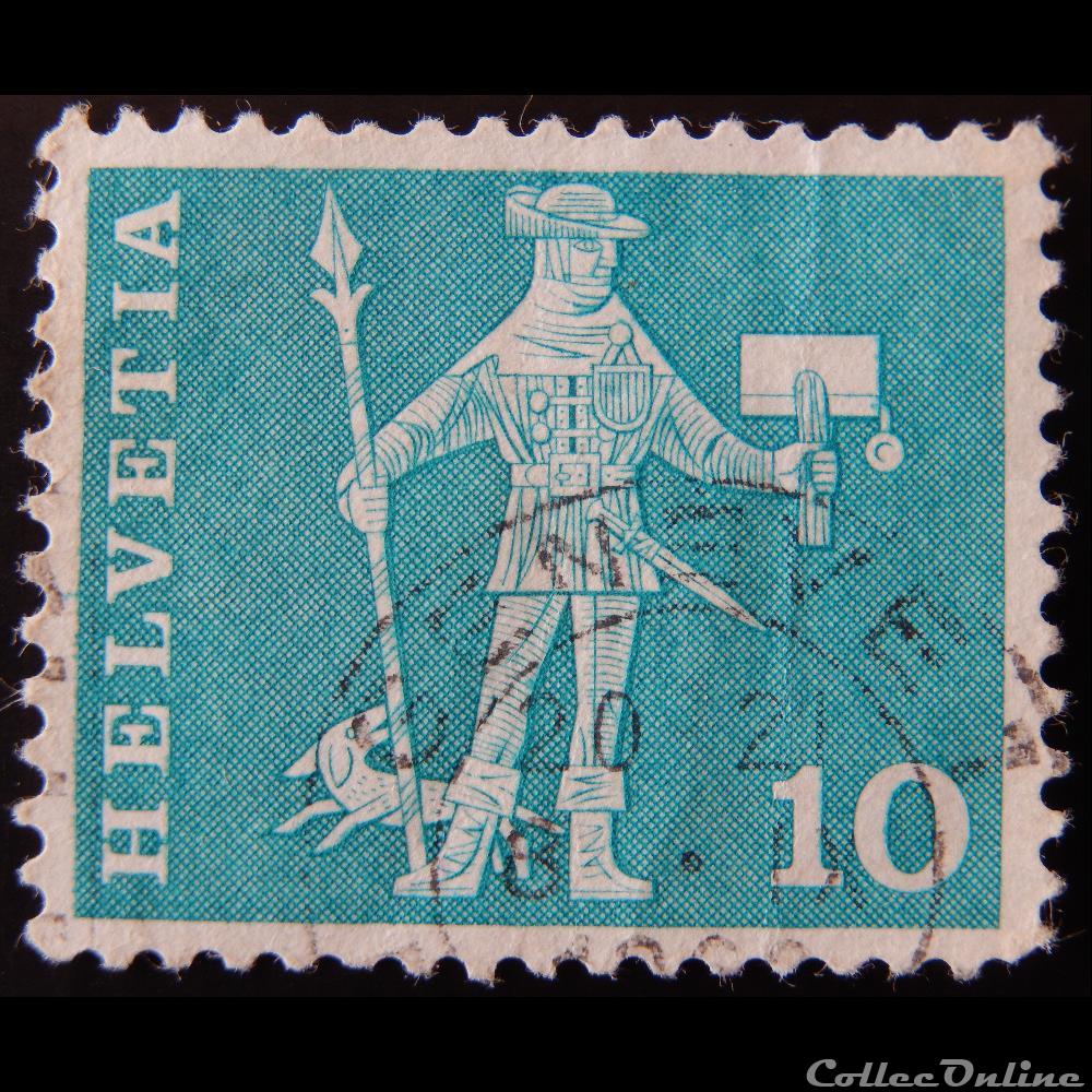 Suisse 00644 Messager de Schwyz 10cts de 1960 timbre europe suisse 00644 messager de schwyz 10cts de 1960