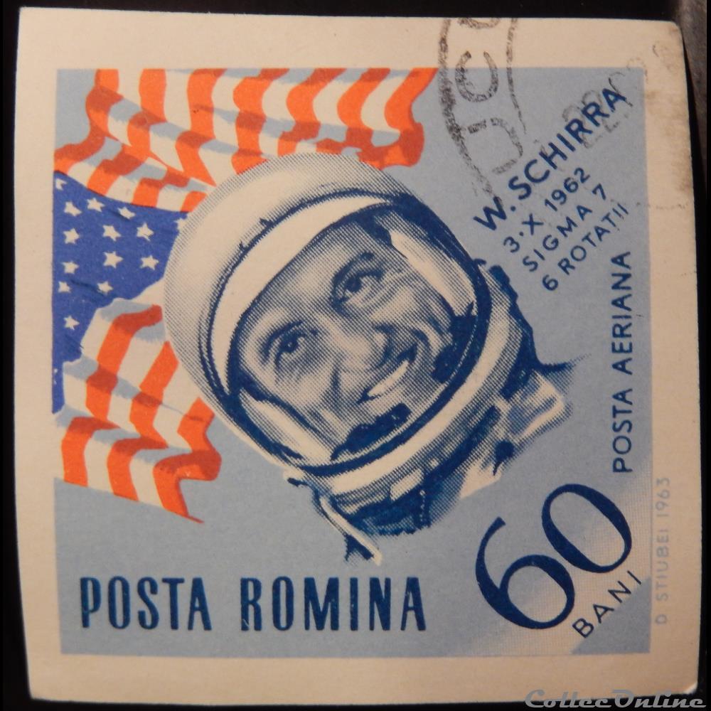 Roumanie PA0205 Walter Schirra 60 bani de 1964 timbre europe roumanie pa0205 walter schirra 60 bani de 1964
