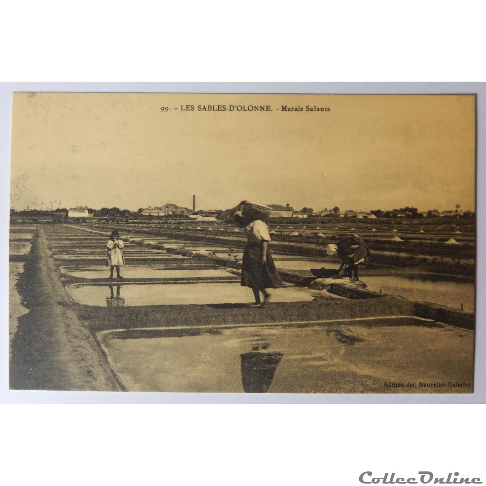 CPA de Vendée, les Sables-d'Olonne, marais salants carte postale france pay loire cpa de vendee les sables olonne marais salants