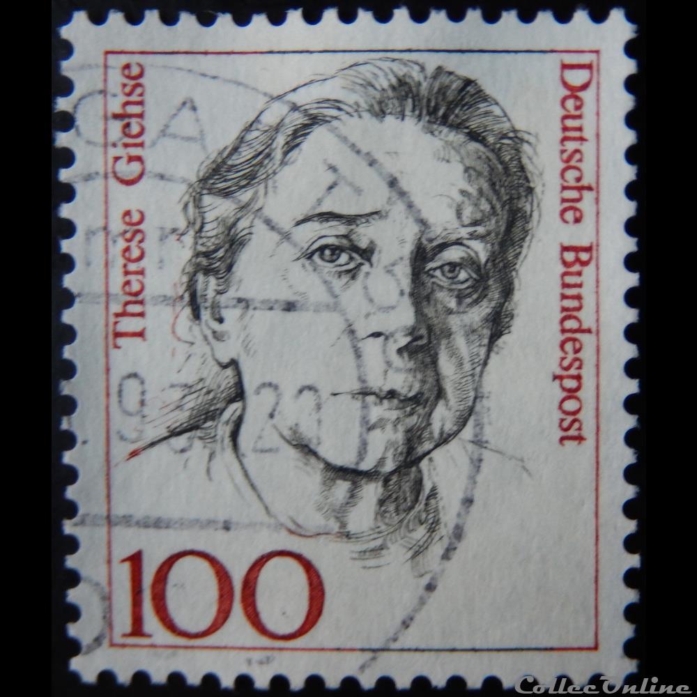 Allemagne RFA 01222 Thérèse Giehse 100pf de 1988 5 timbre europe allemagne rfa 01222 therese giehse 100pf de 1988