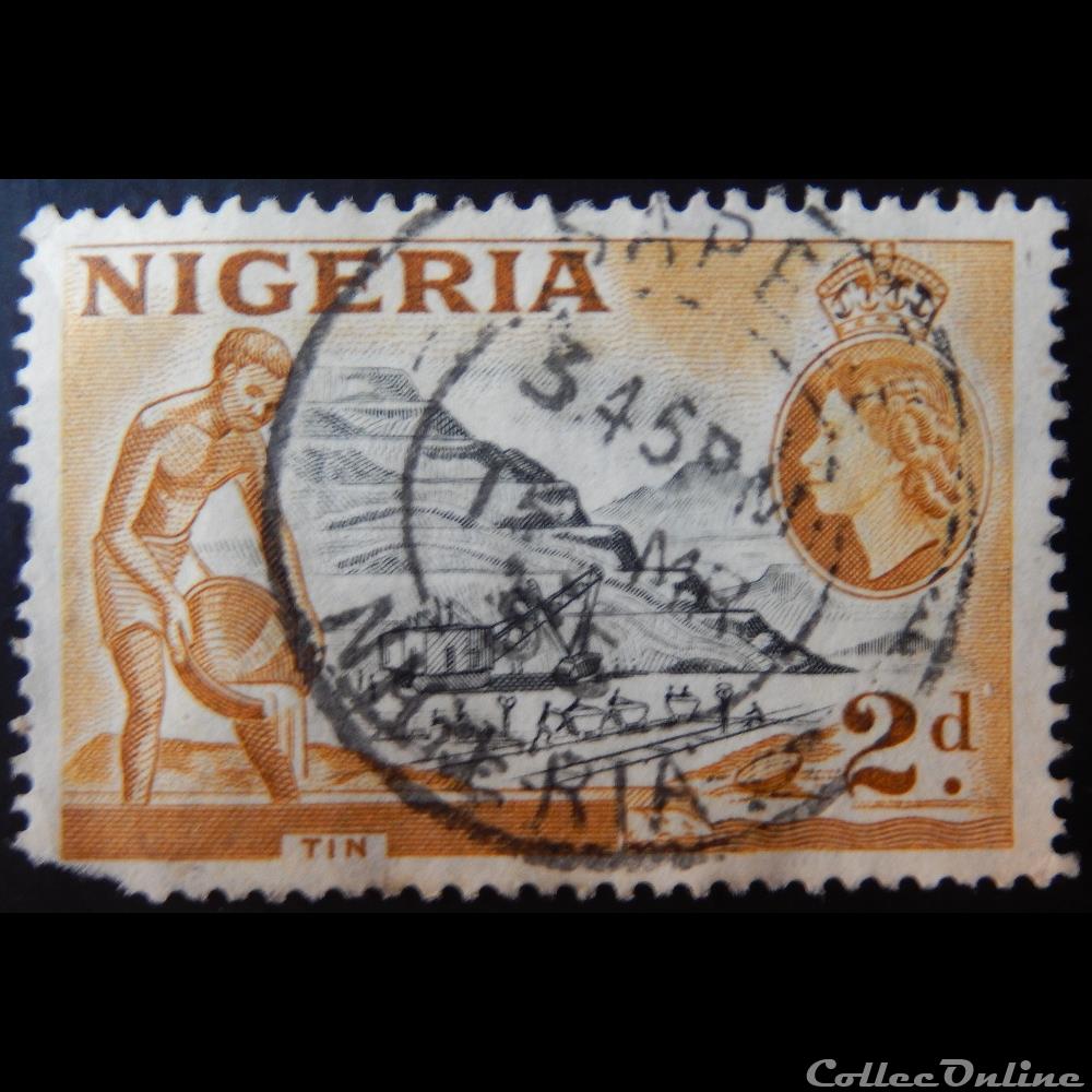 Nigeria 00079 minerai d'étain 2d de 1953 timbre afrique nigerium nigeria 00079 minerai etain 2d de 1953