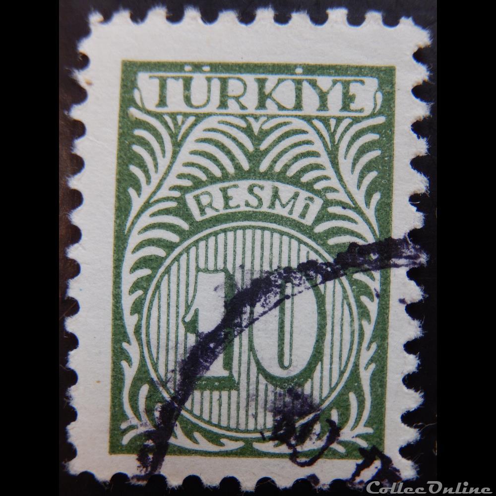 Turquie S0057 officiel olive 10 Kurus de 1959 timbre asie turquie s0057 officiel olive 10 kurus de 1959