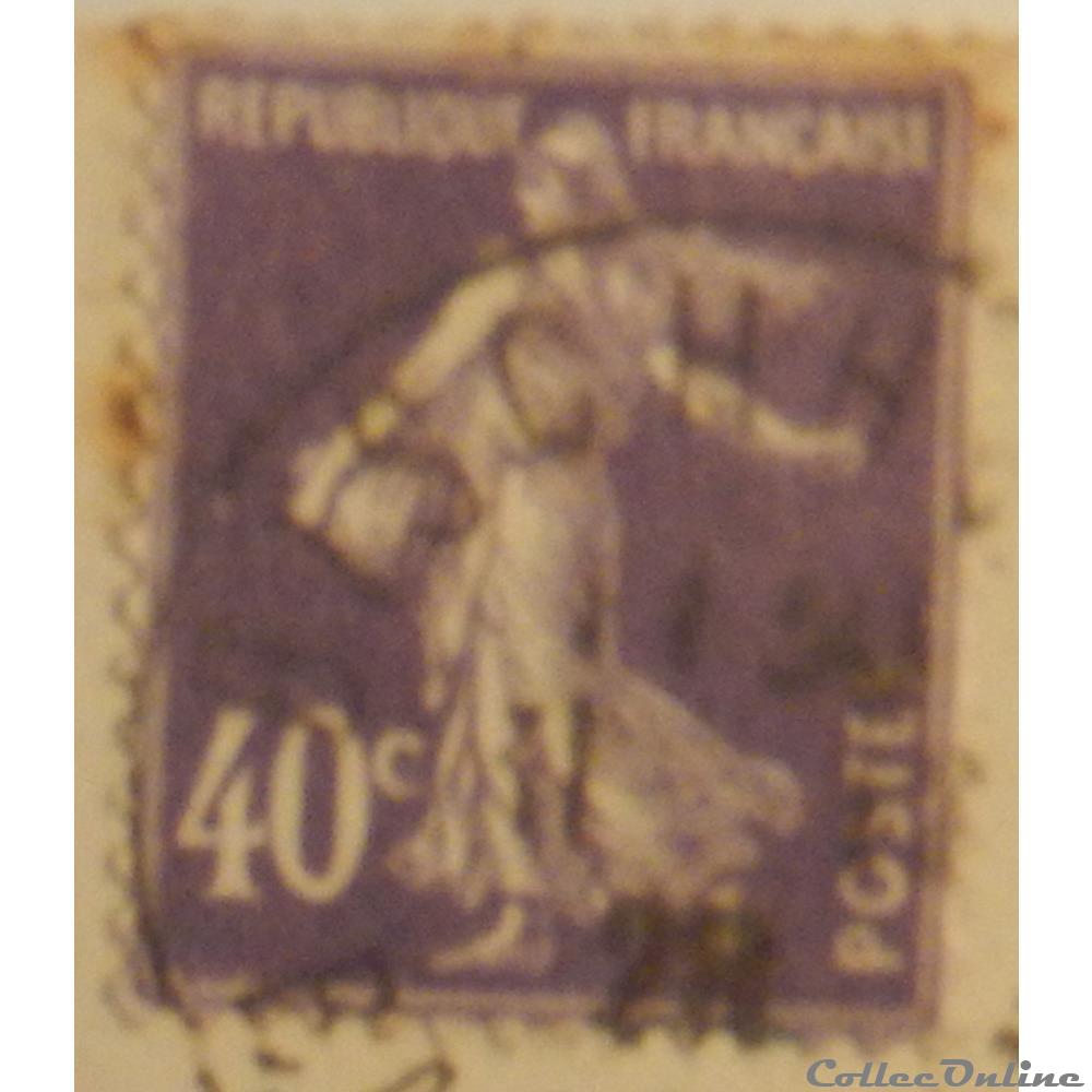 timbre france 00236 semeuse fond plein sans sol 40c violet de 1927