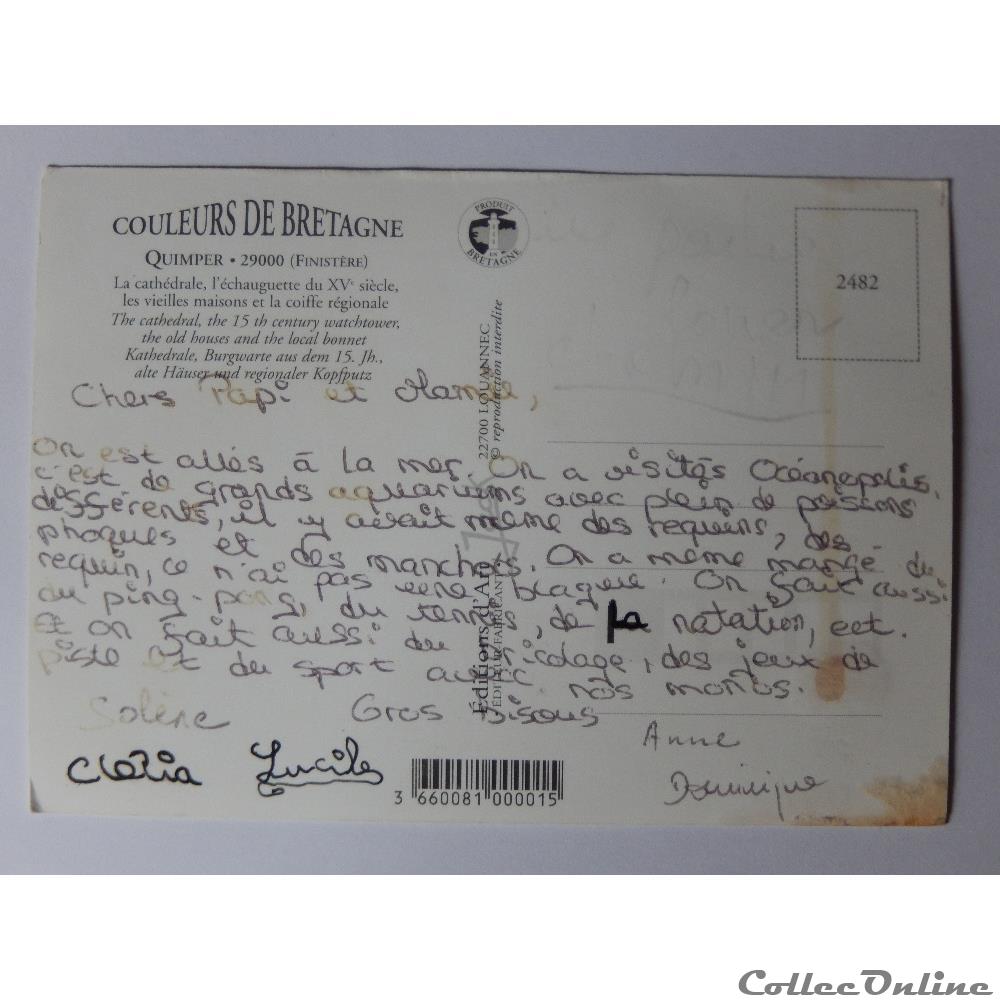 carte postale france bretagne cp du finistere quimper