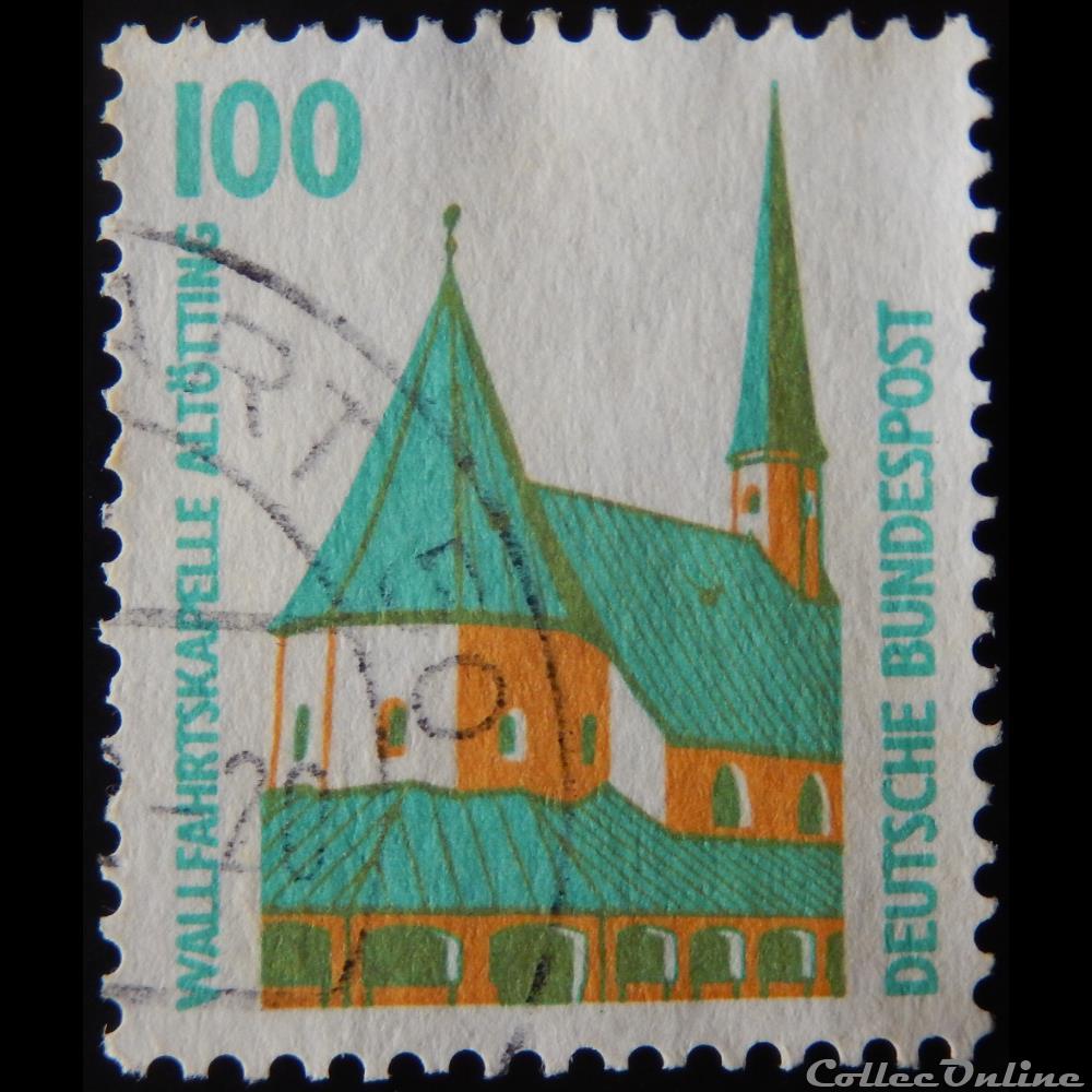 Allemagne RFA 01238 chapelle d'Altötting 100pf de 1989 2 timbre europe allemagne rfa 01238 chapelle altotting 100pf de 1989