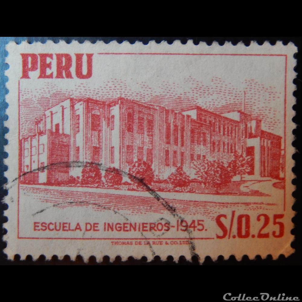 Pérou 00431 école d'ingénieurs de Lima 0.25S de 1952 timbre amerique perou 00431 ecole ingenieurs de lima 0 25s de 1952