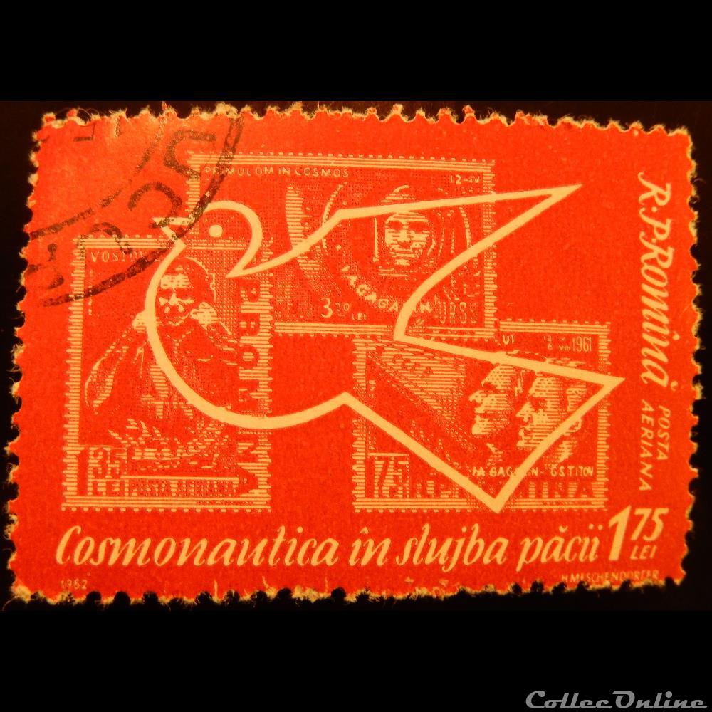 europe roumanie pa0165 colombe et timbres de espace de 1961 1 75 lei de 1962