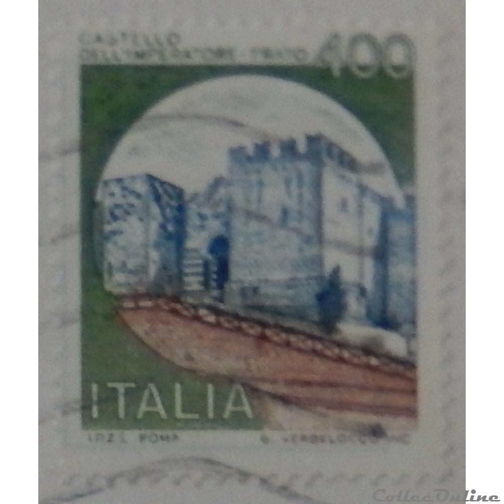 timbre europe italie 01449 chateau de prato 400 lires de 1980