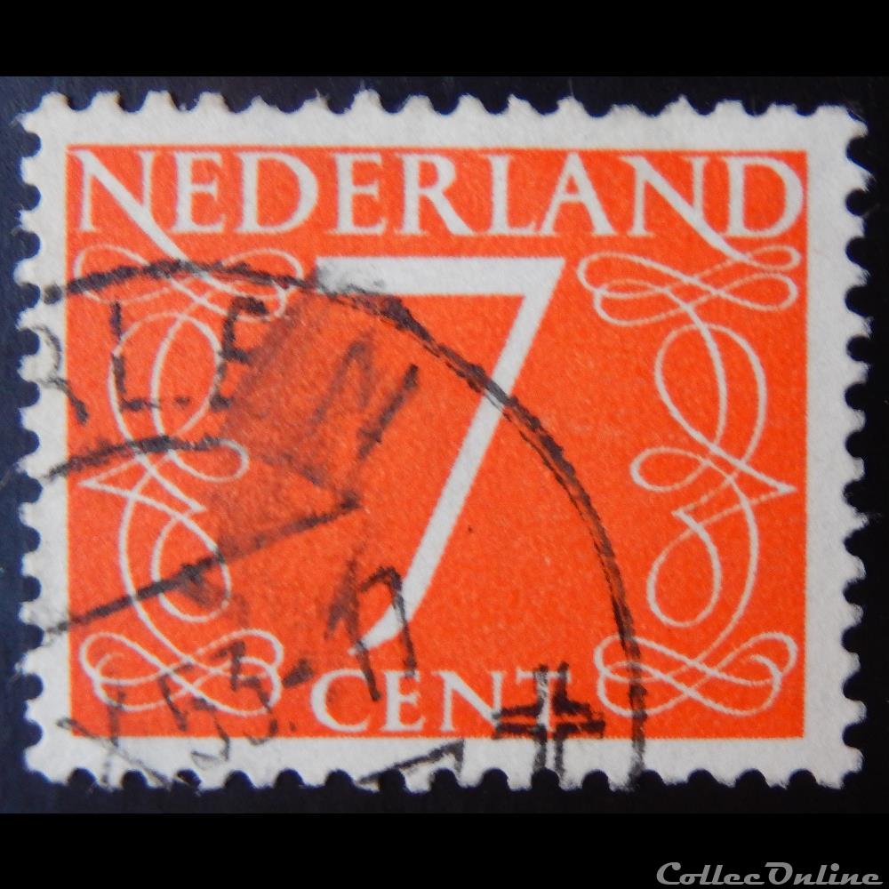 Pays-Bas 00612 chiffre 7c de 1953 timbre europe pays bas 00612 chiffre 7c de 1953