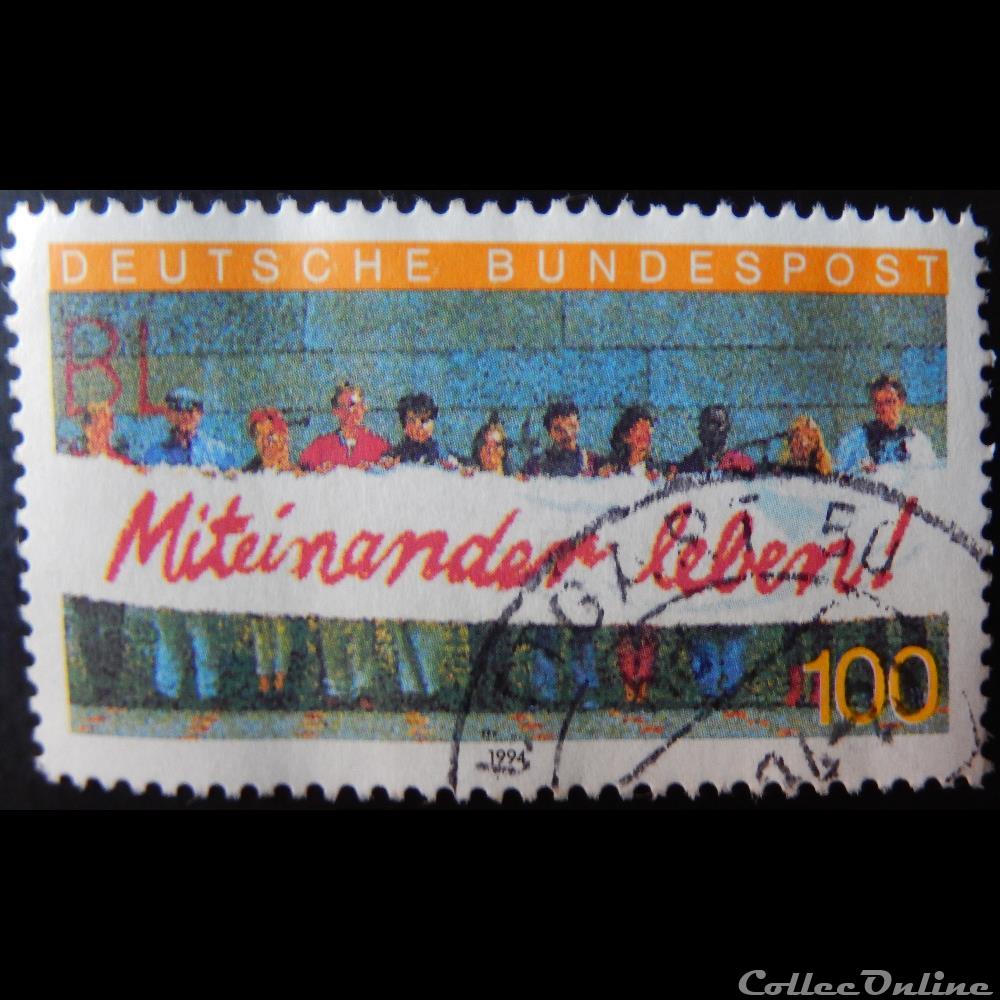 Allemagne RFA 01553 vivre ensemble 100pf de 1994 timbre europe allemagne rfa 01553 vivre ensemble 100pf de 1994