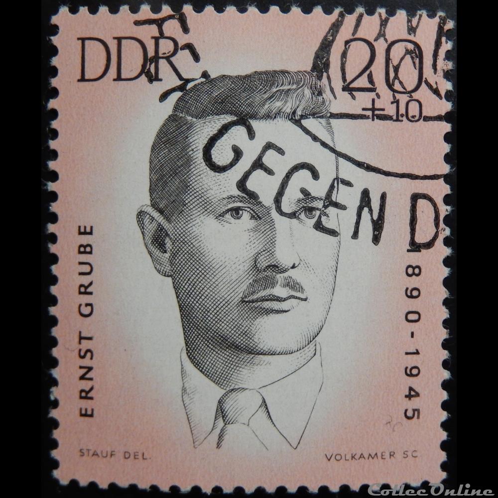 timbre europe allemagne rda 00689 ernst grube 20 10pf de 1963