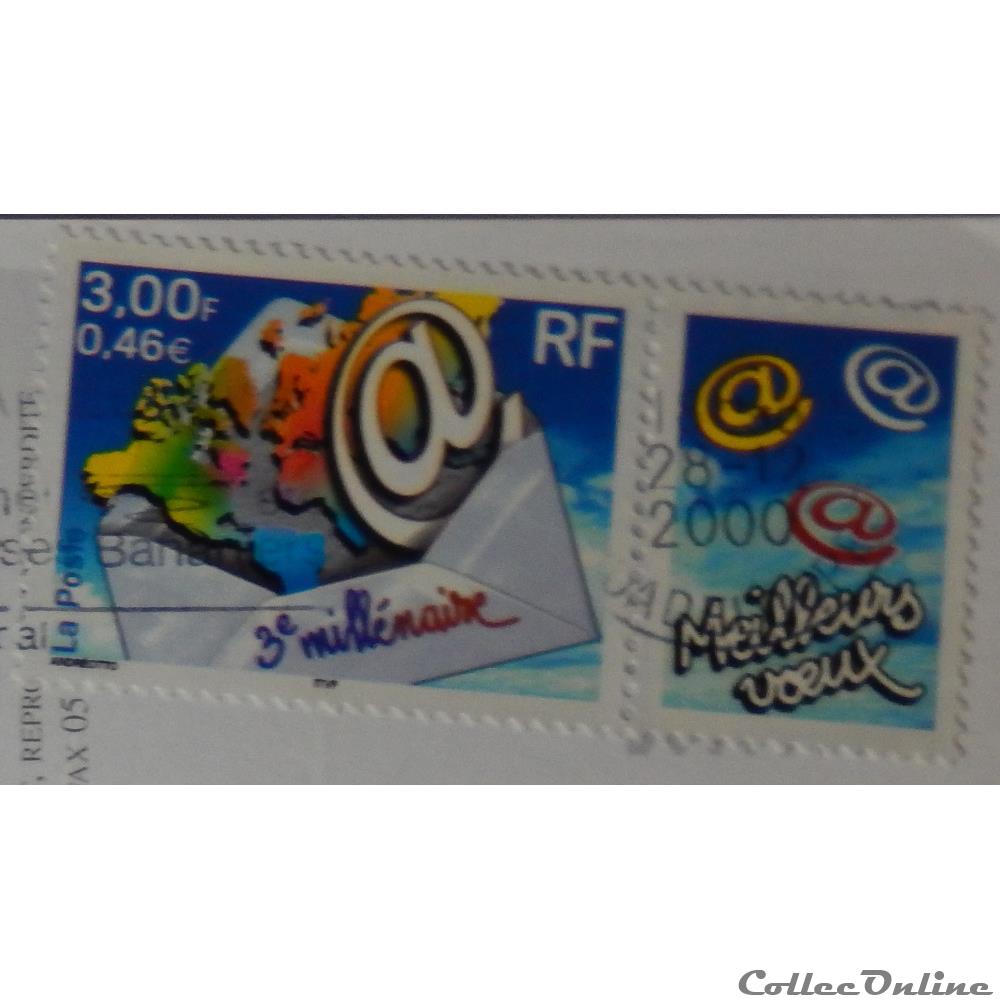 timbre france 03365 troisieme millenaire 3f 0 46 de 2000