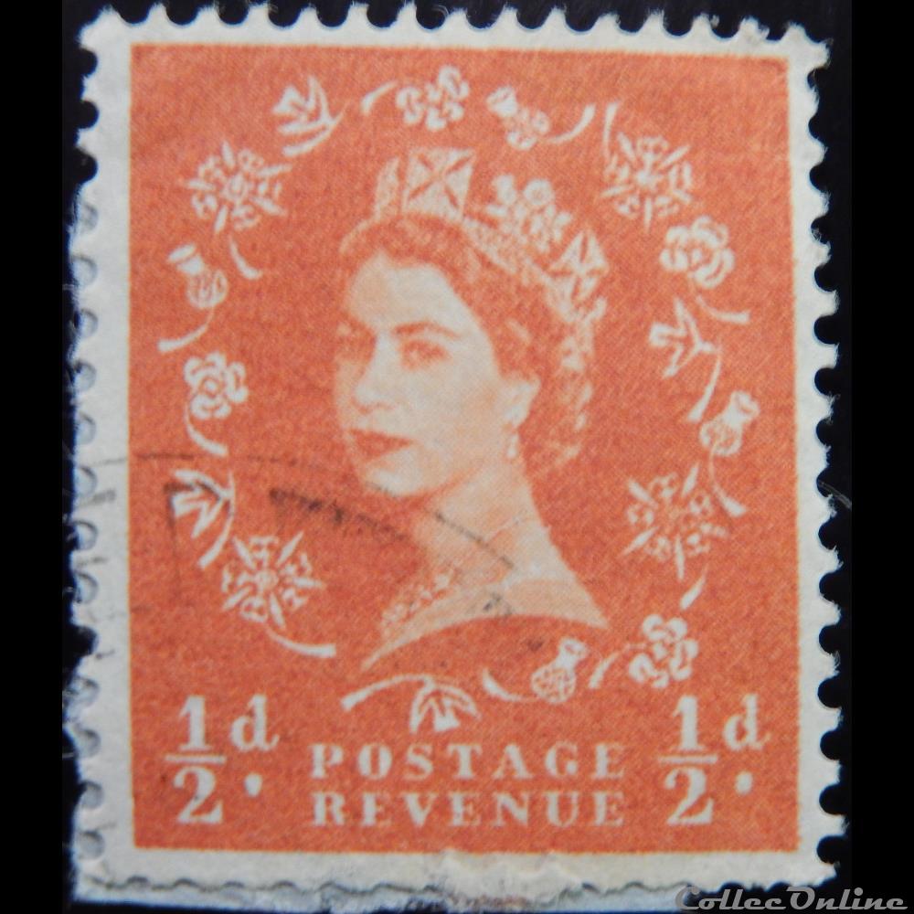 Royaume-Uni 00287 reine Elisabeth II 1/2d de 1955 timbre europe royaume uni 00287 reine elisabeth ii 1 2d de 1955