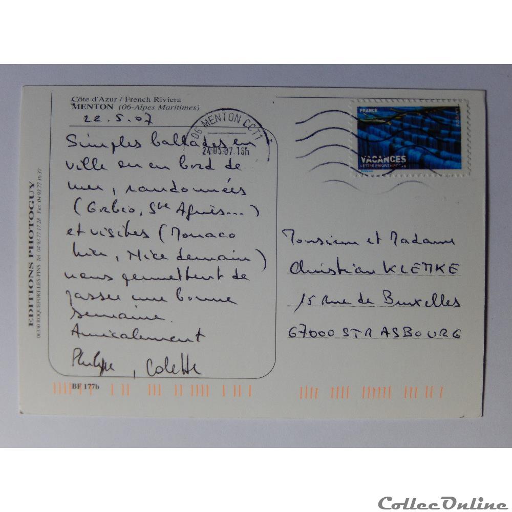 carte postale france provence cote azur cp des alpes maritimes menton