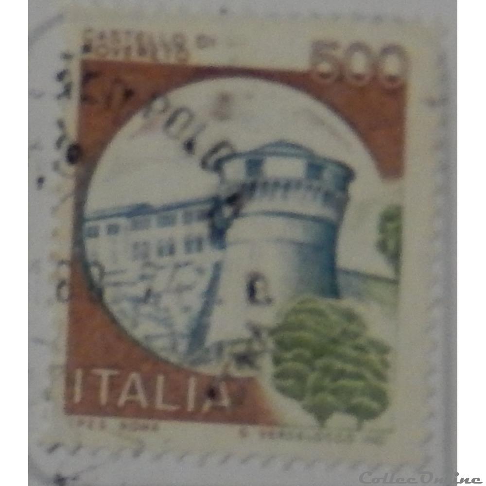 timbre europe italie 01451 chateau de rovereto 500 lires de 1980