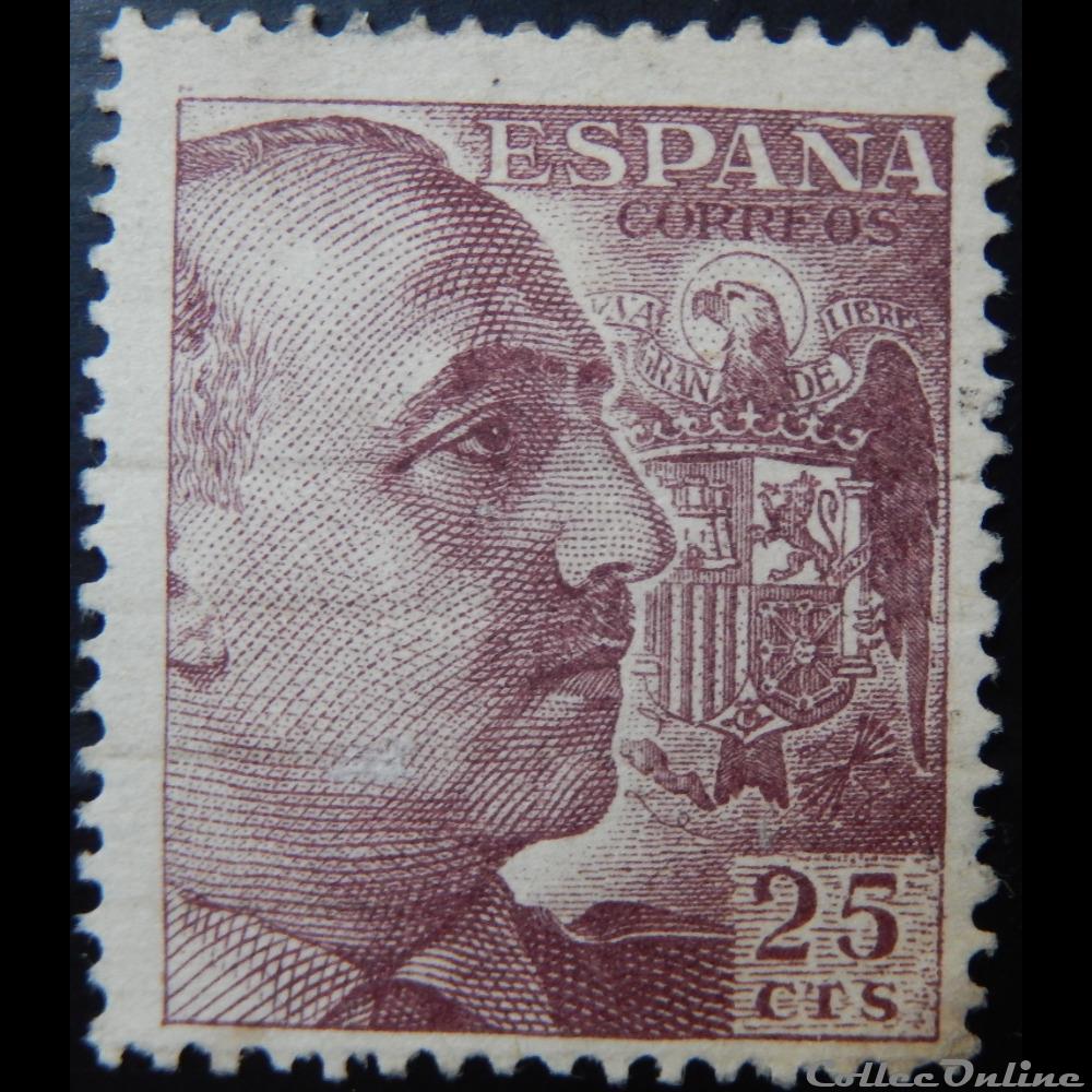 Espagne 00789 général Francisco Franco 25c de 1949 timbre europe espagne 00789 general francisco franco 25c de 1949
