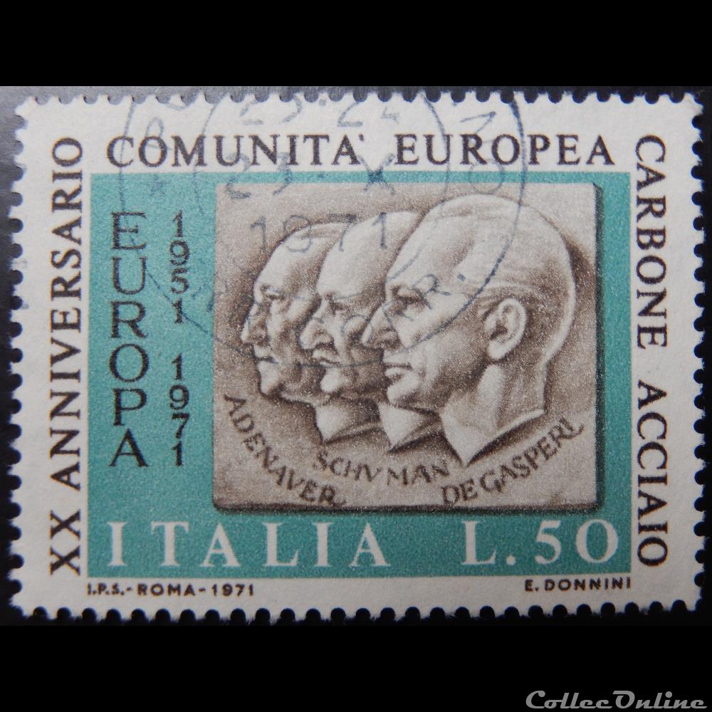 timbre italie 01070 communaute europeenne du charbon et de acier 50 lires de 1971