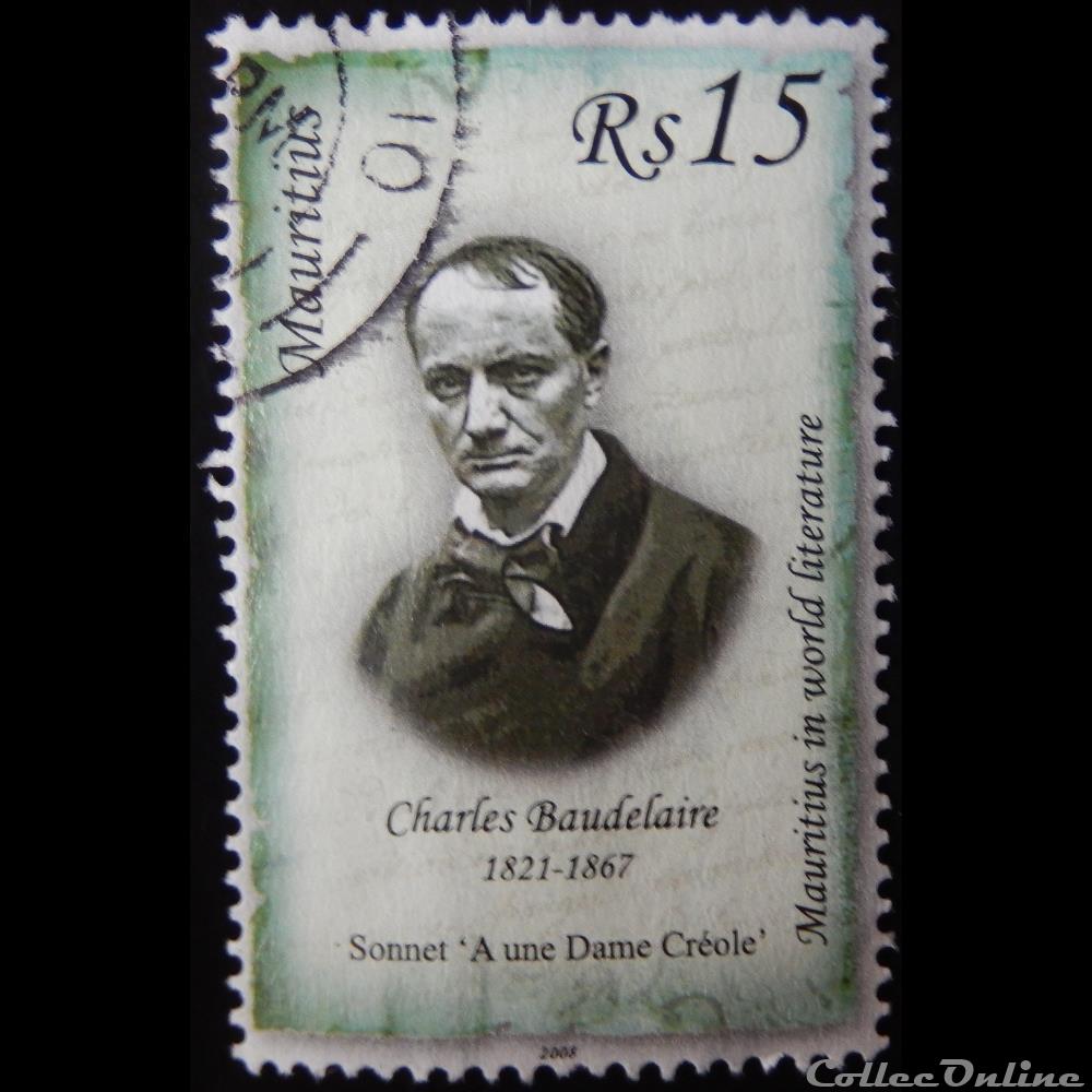 Maurice (île) 01091 Charles Baudelaire de 15 Rs de 2008 timbre afrique maurice ile 01091 charles baudelaire de 15 rs de 2008