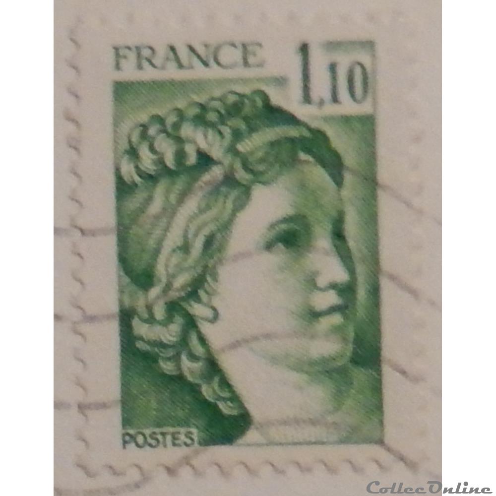 timbre france 02058 sabine de gandon 1 10f vert de 1979