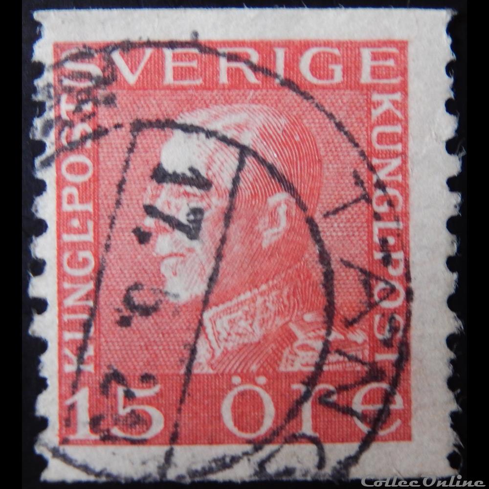 Suède 00196 roi Gustave V 15öre de 1928 timbre europe suede 00196 roi gustave v 15ore de 1928