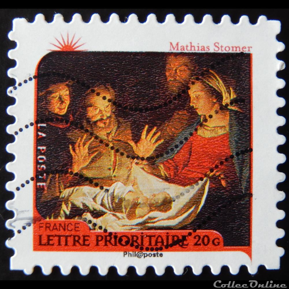 AA00622 Matthias Stomer - XVIIe siècle (1600 ? v.1650) Adoration des bergers 20g timbre france aa00622 matthias stomer xviie siecle 1600 v 1650 adoration des bergers 20g