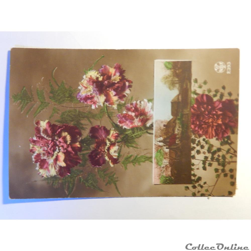 CPA de voeux avec bouquet de fleurs. carte postale rhone alpe cpa de voeux avec bouquet de fleurs
