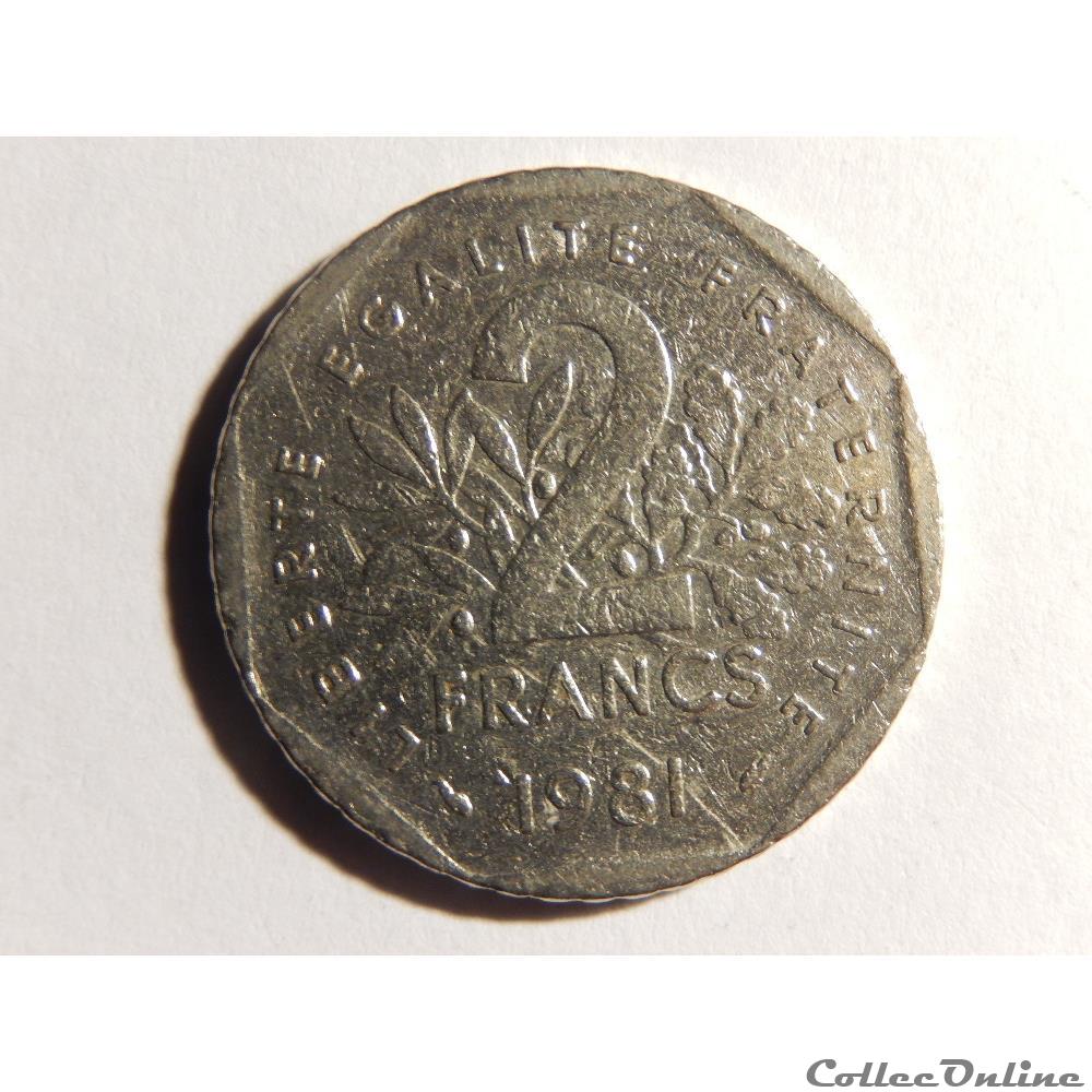 monnaie france moderne 2 francs semeuse 1981