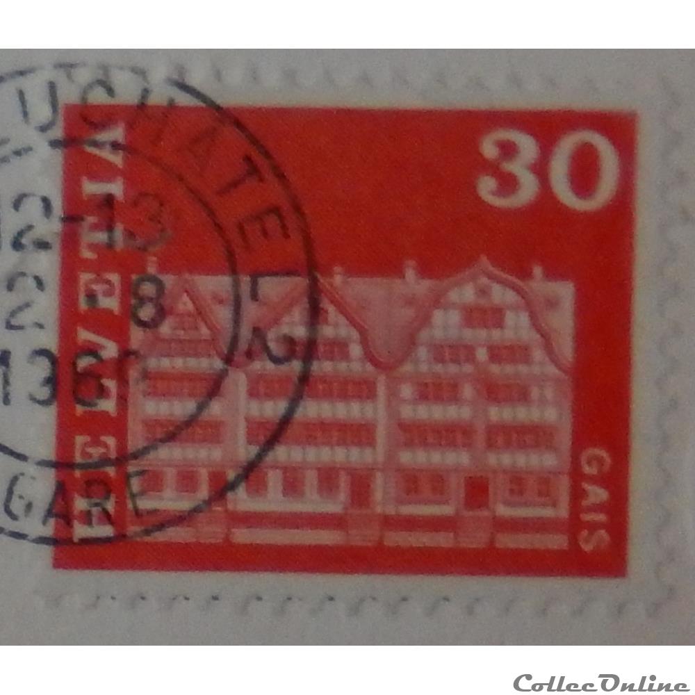 Suisse 00819 maison villageoise carré, Gais 30cts de 1968 4 timbre europe suisse 00819 maison villageoise carre gais 30cts de 1968