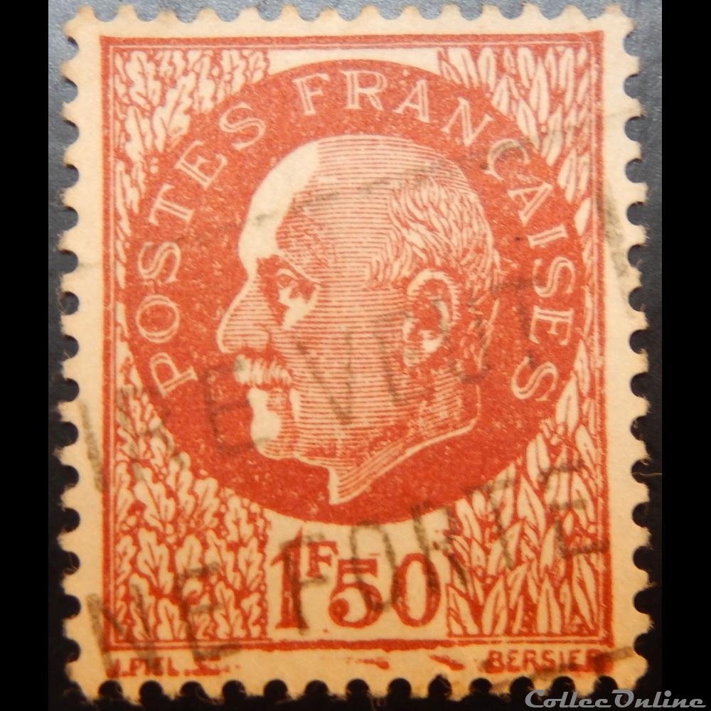 00517 Maréchal Pétain, type Bersier, l F 50 brun timbre france 00517 marechal petain type bersier l f 50 brun