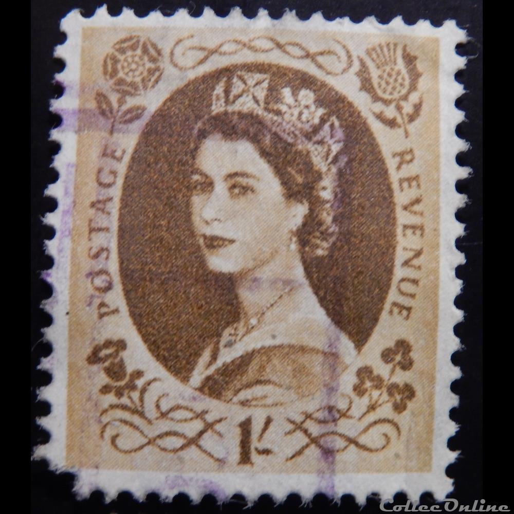 timbre europe royaume uni 00299 reine elisabeth ii 1s de 1955