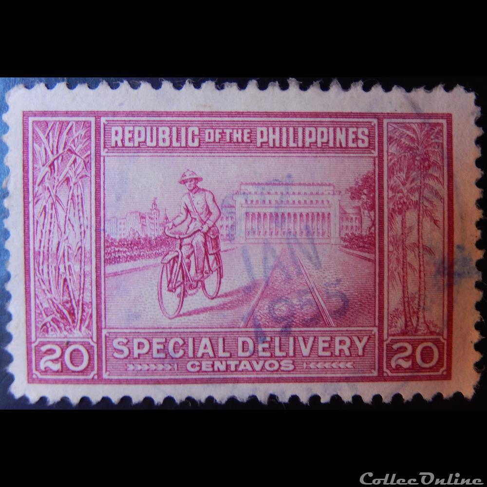 timbre asie philippines e0006 bureau de poste et postier 20c de 1947