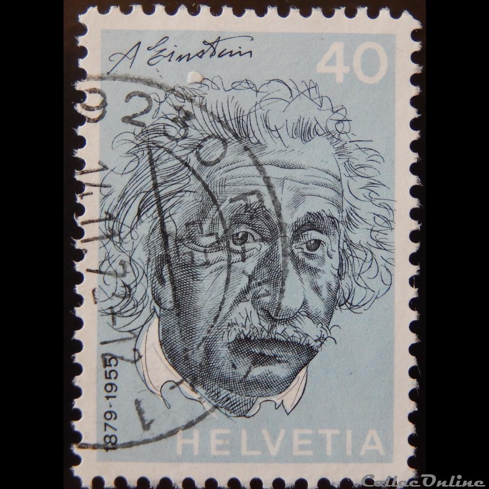 Suisse 00912 Albert Einstein 40cts de 1972 timbre europe suisse 00912 albert einstein 40cts de 1972