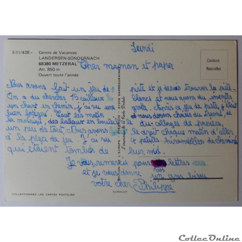 carte postale france alsace cp du haut rhin sondernach landersen