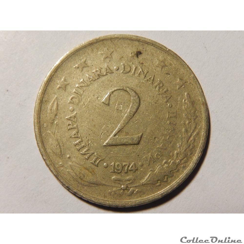 Yougoslavie, 2 dinara de 1974 monnaie monde yougoslavie 2 dinara de 1974