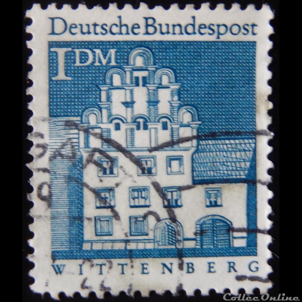 timbre europe allemagne rfa 00360 maison melanchthon wittenberg 1dm de 1966