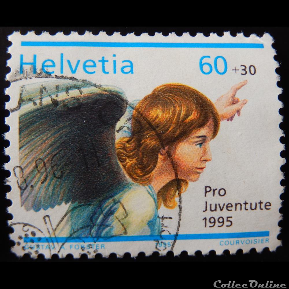 Suisse 01494 l'annonciation 60+30cts de 1995 timbre europe suisse 01494 annonciation 60 30cts de 1995