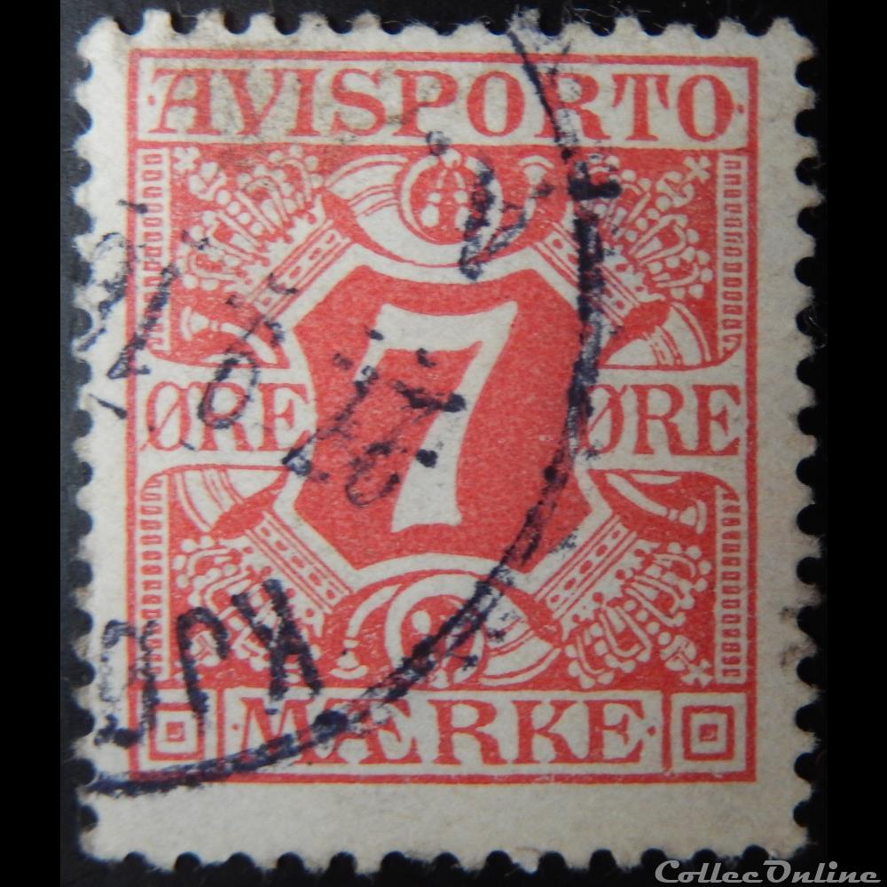 Danemark J0003 Avisporto 7ore de 1907 timbre europe danemark j0003 avisporto 7ore de 1907