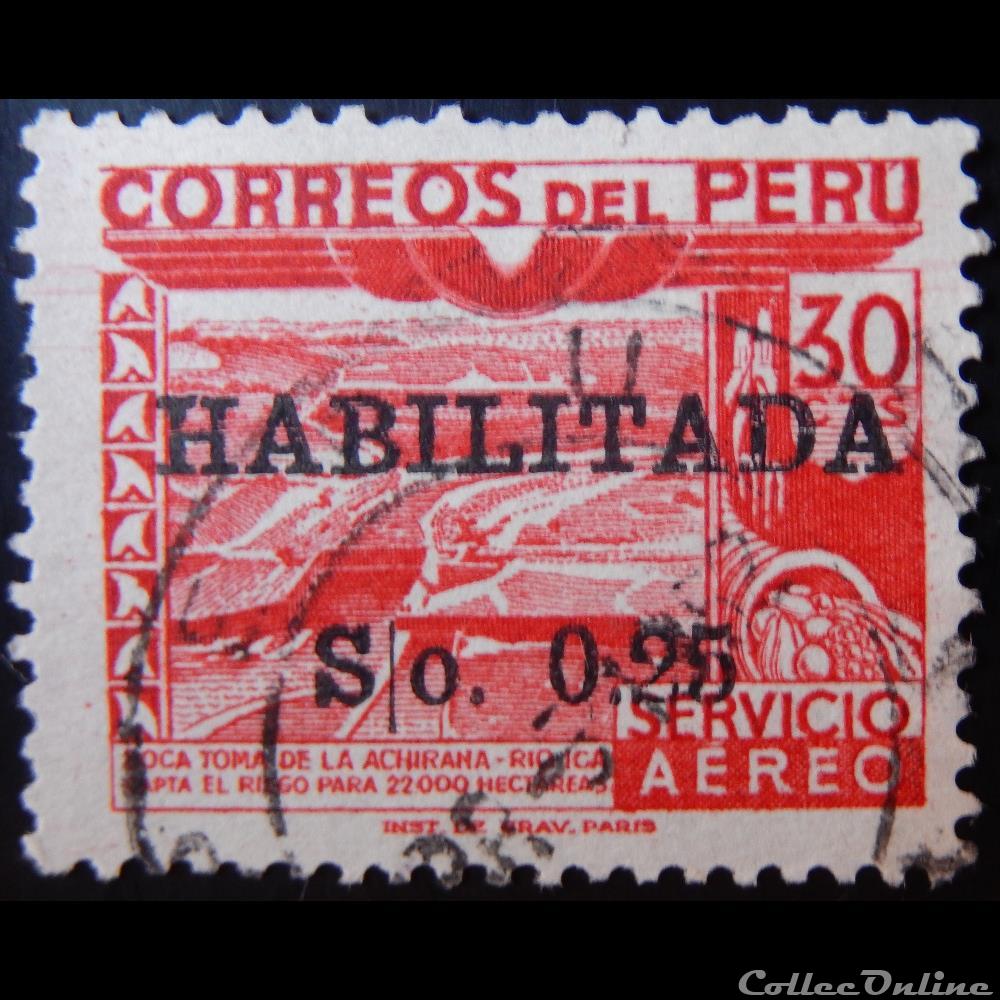 timbre amerique perou pa0097 barrage sur la riviere ica 0 25s de 1951
