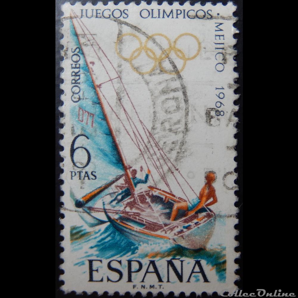 timbre europe espagne 01548 jo de mexico 6ptas de 1968