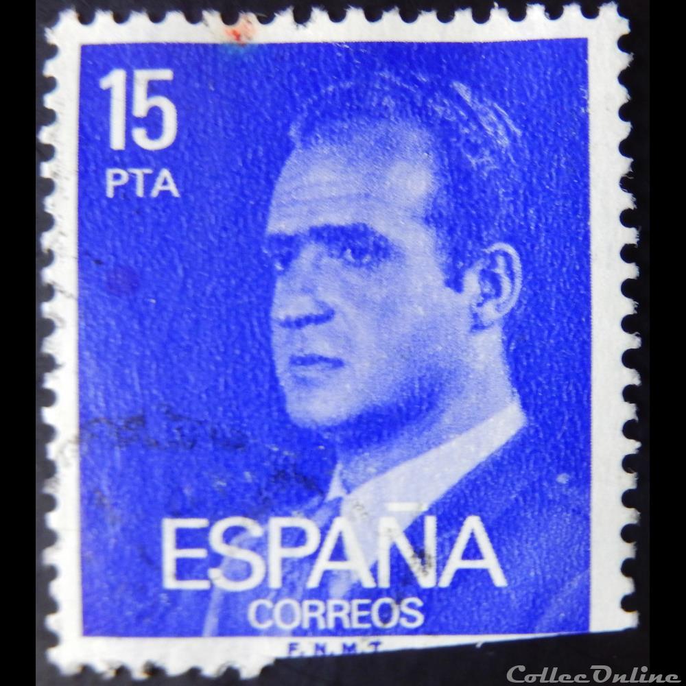 Espagne 02060 roi Juan Carlos I 15Ptas de 1977 timbre europe espagne 02060 roi juan carlos i 15ptas de 1977