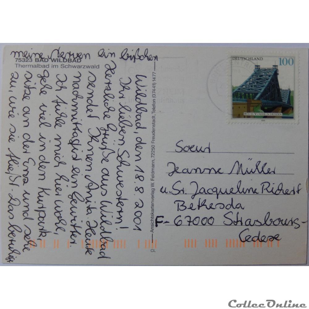 carte postale europe alsace cp allemagne bade wurtemberg bad wildbad