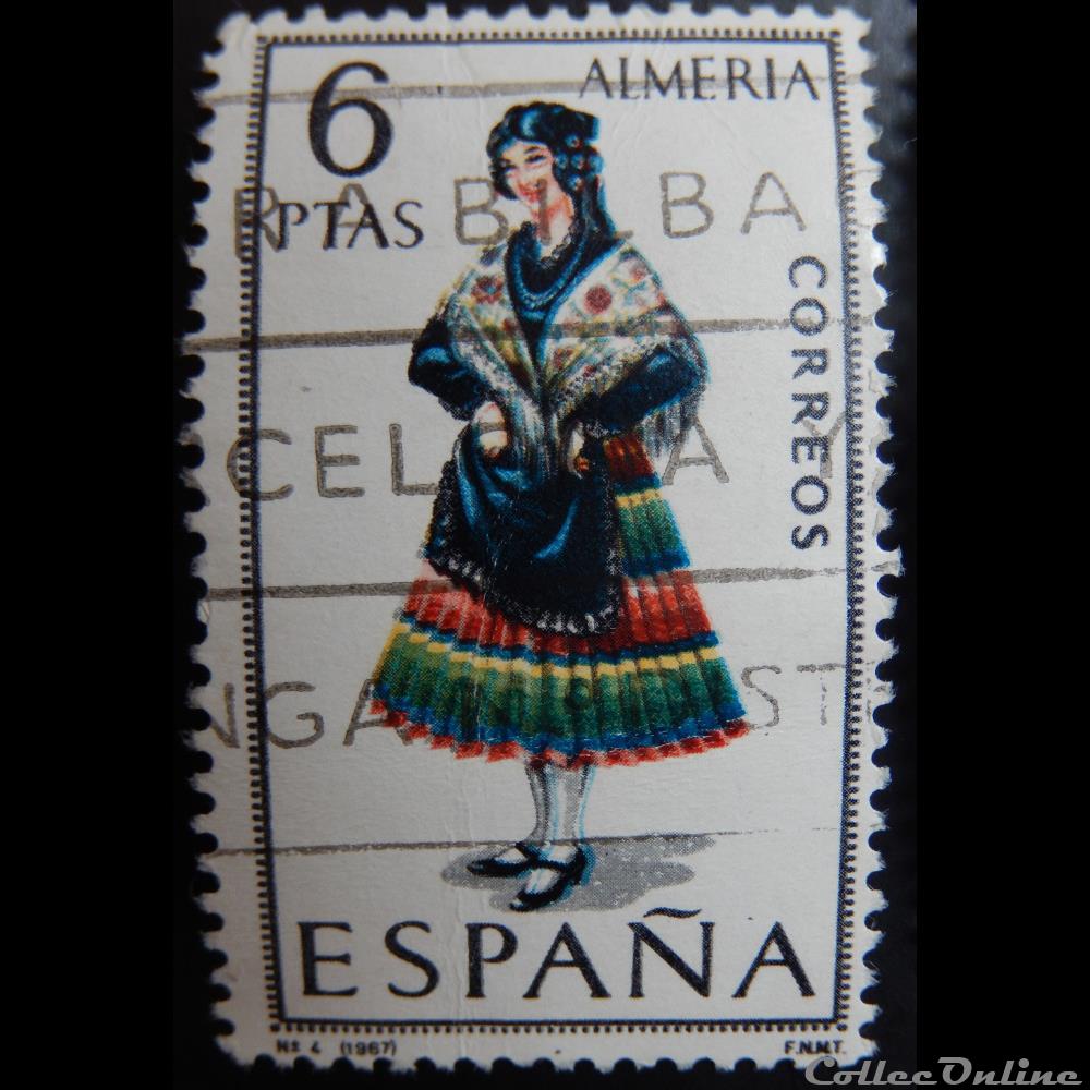 timbre europe espagne 01429 costume traditionnel almeria 6ptas de 1967