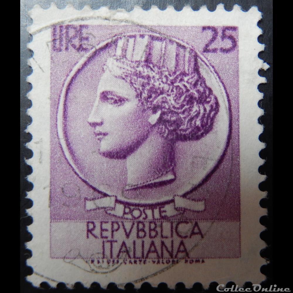 Italie 00652 pièce de Syracuse 25 lires de 1953 2 timbre europe italie 00652 piece de syracuse 25 lires de 1953