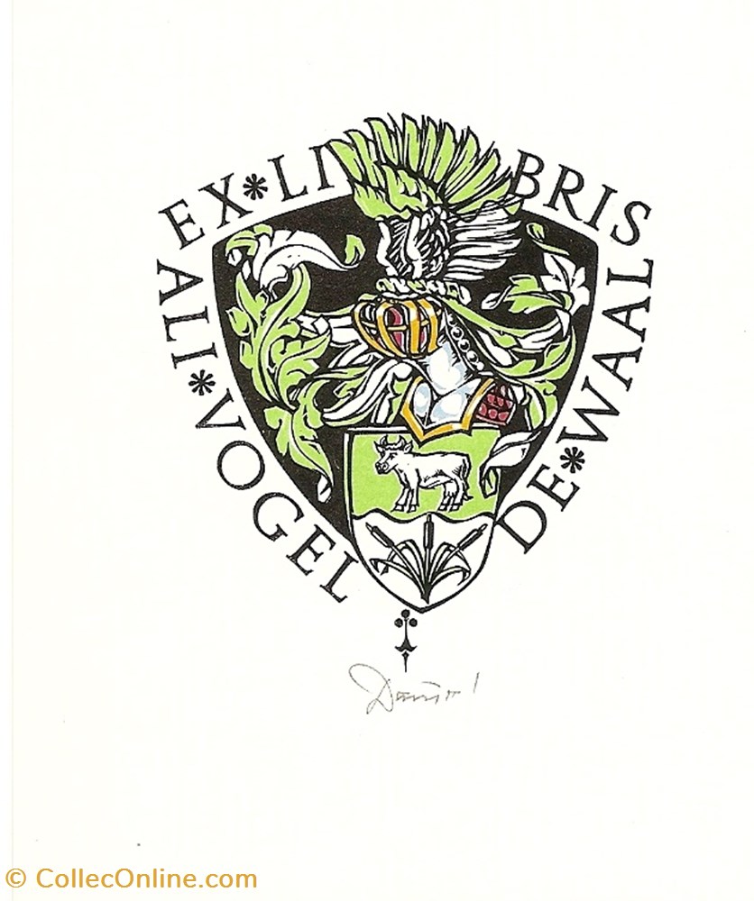 VOGEL de WAALS vieux papier ex libri vogel de waals