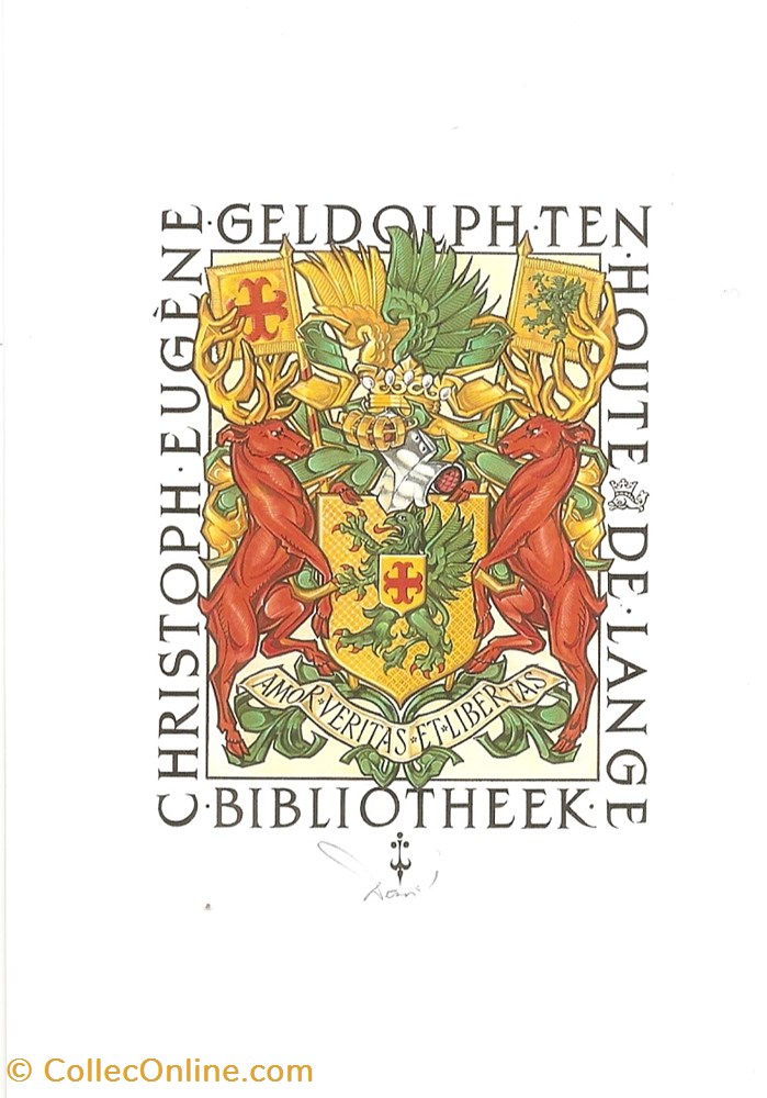 HOUTE de LANGE vieux papier ex libri houte de lange