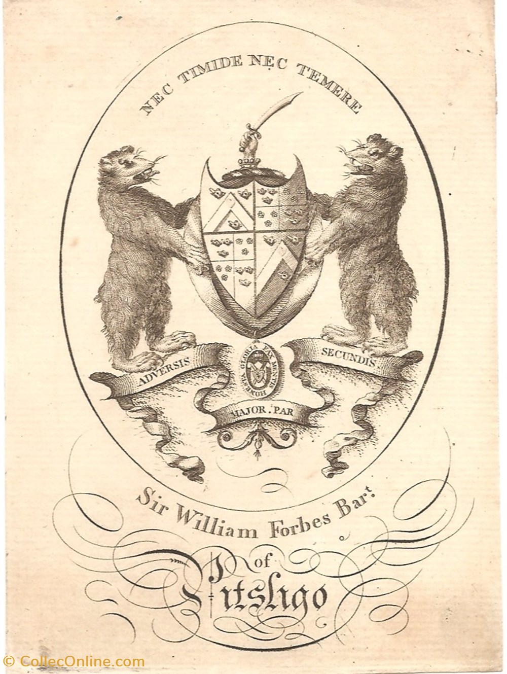 FORBES of PITSLIGO vieux papiers ex libris forbes of pitsligo